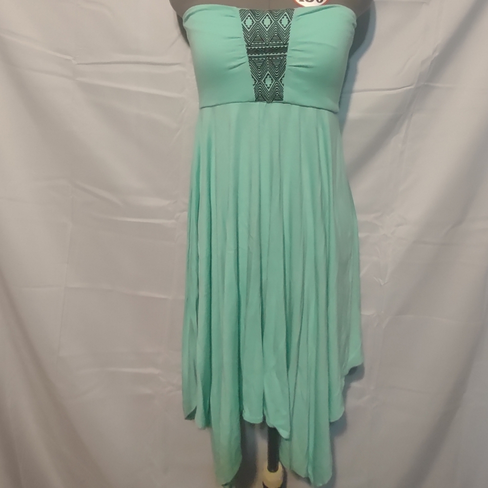 🍌 Roxy Casual Beach Mint Green Strapless Dress Medium Women
